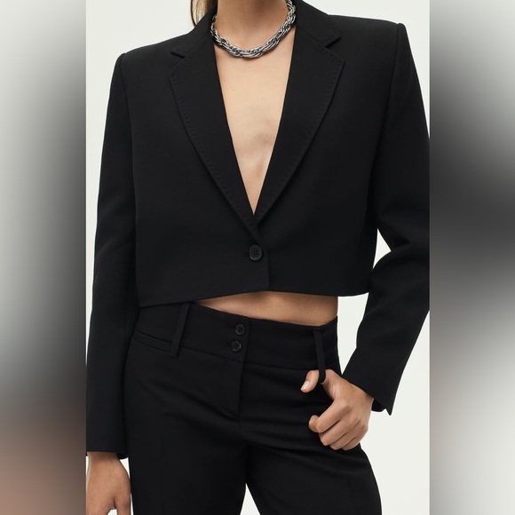 ZARA ZW Collection Black Cropped Blazer Suit Set - Picture 4 of 16